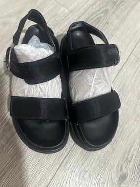 Zara Black Velvet Platform Strap Sandals